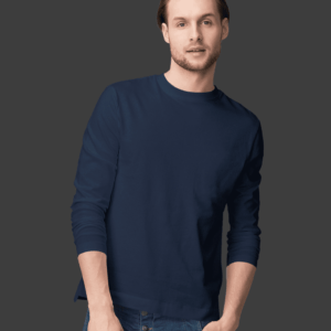 Masculina Lisa Manga Longa(Marinho) 100% Algodão