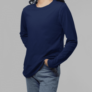 Feminina Lisa Manga Longa(Marinho) 100% Algodão