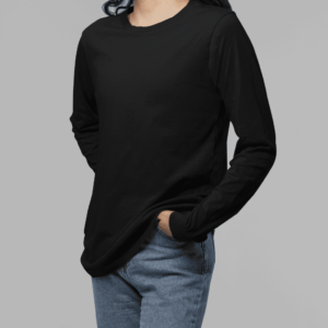 Feminina Lisa Manga Longa(Preta) 100% Algodão