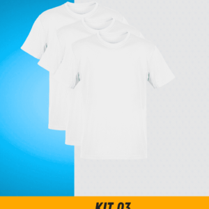 KIT DE 03 Camiseta Branca Masculina Lisa(Branca)100%Algodão